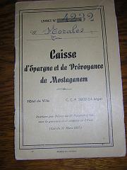 LIVRET CAISSE D EPARGNE ET PREVOYANCE DE MOSTAGANEM
